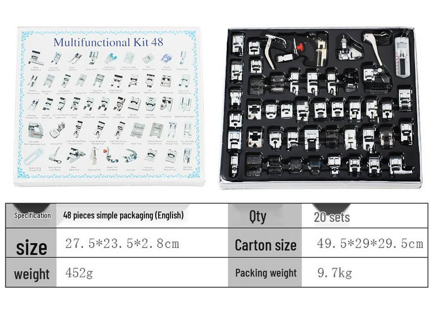 Multifunctional Sewing Machine Presser Foot Set: 32, 42, 48, 52, 62, 72 Pcs