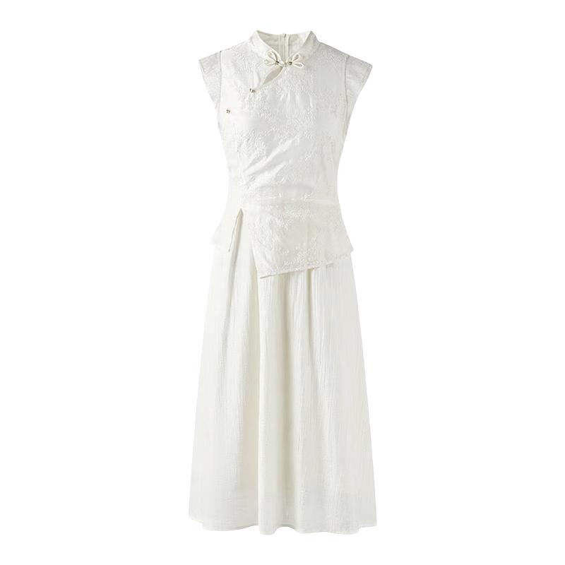 Elegant Stand Collar Sleeveless A-line Midi Dress