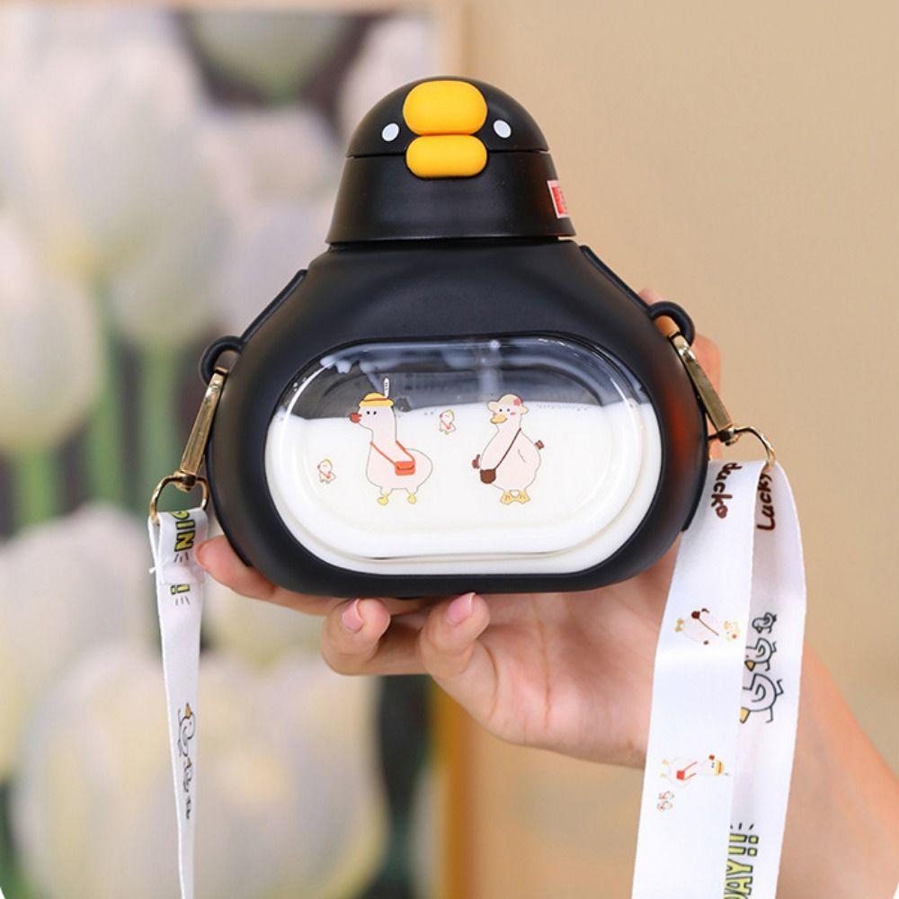 Duck Shape Cute Duck Bottle with Straw Large-Capacity Big Belly Cup Big Belly Water Bottle Summer