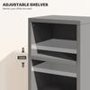 Set of 2 CD Media Display Shelf Unit Tower Rack with Adjustable Shelves, High Gloss Grey