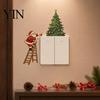 Decorative Christmas Decals Santa Claus Light Switch Sticker, Waterproof PVC Decal, Self Adhesive Wall Art Decor for Home Living Room Bedroom Kitchen