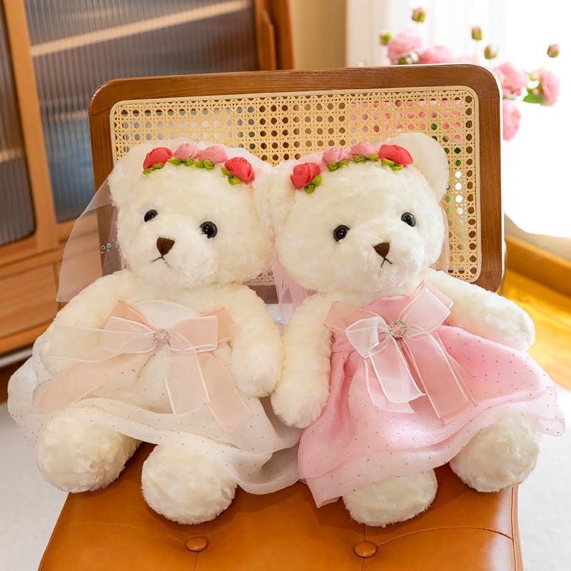 Wedding Couple Dress Teddy Bears Plush Toys Western Wedding Doll Decorative