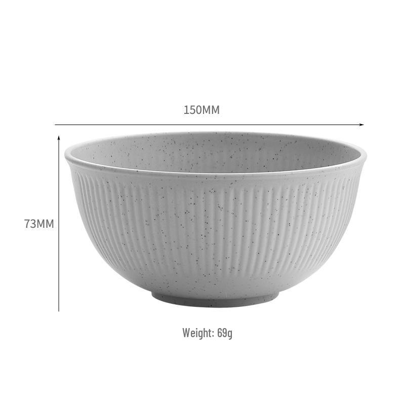 TK Exclusive Wheat Straw Bowl: 15cm Macaron Color, Vertical Stripe Design, Customizable with Logo