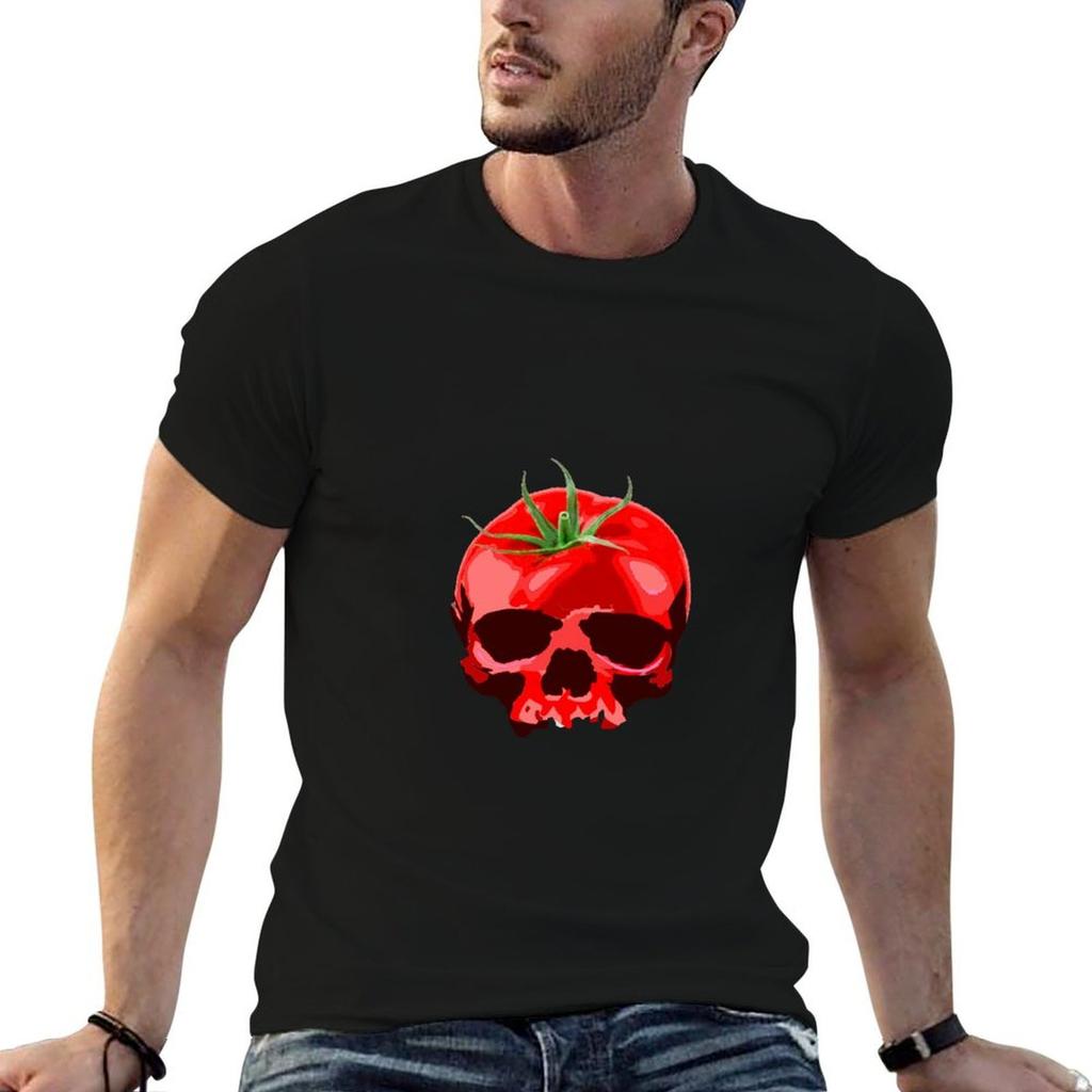 Skull Tomato Tshirt Soft Basic Cotton Short Sleeve Tee