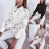 2025 Versatile Spring/Autumn Women's Fashion Lace Hollow Long-Sleeved Shirt