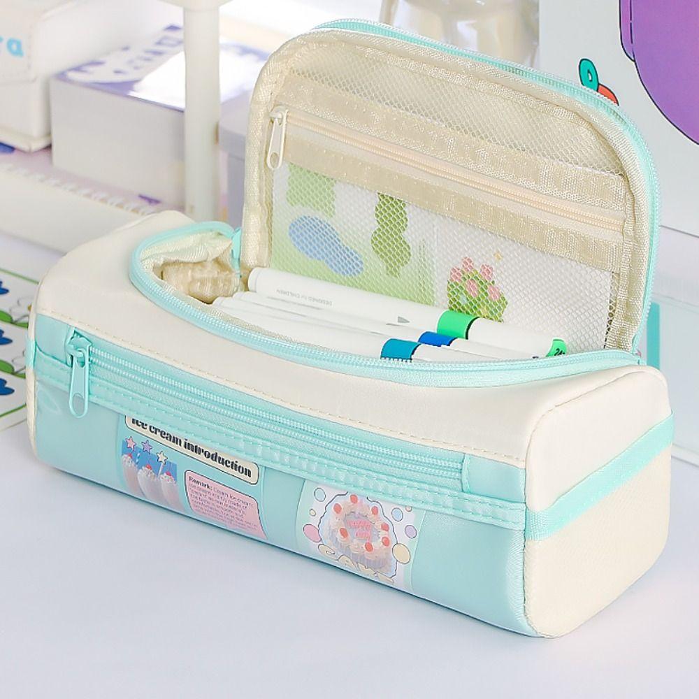 Star Pattern Pencil Case Zipper Design Stationery Storing Bag Stationery Organizer  School Office