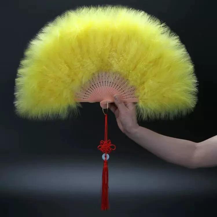 Internet-Famous Feather Fan, Fully Velvet Thickened, Standard Fairy-Like Cheongsam, Catwalk, Children's Stage Performance Dance Fan