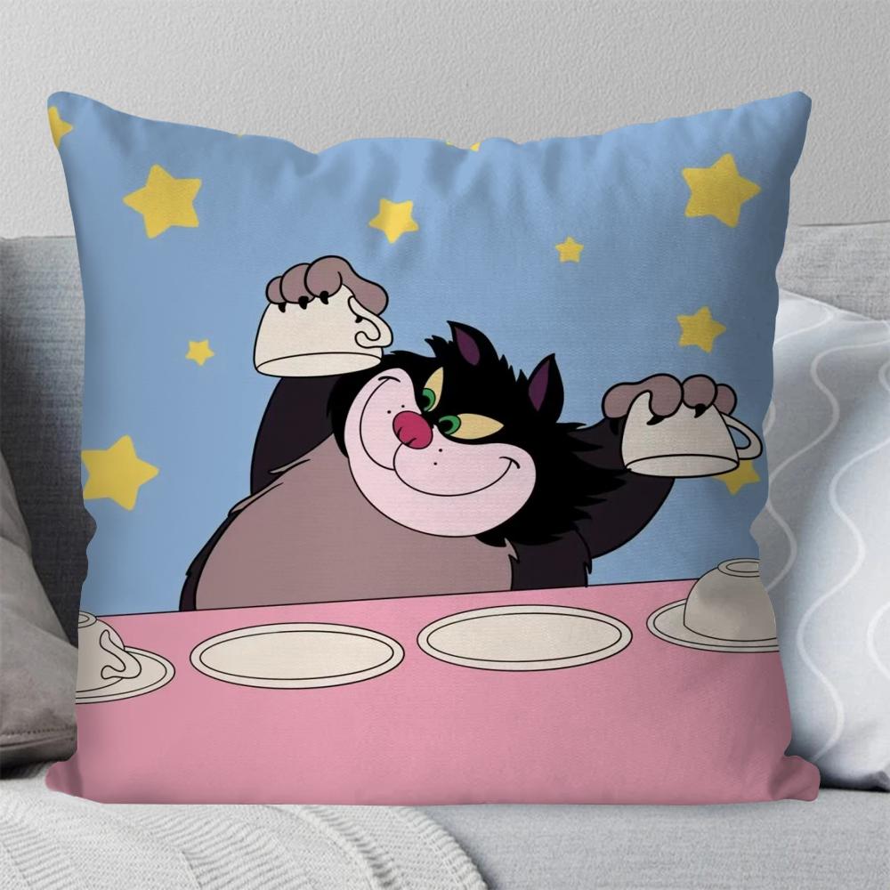 Cartoon Cute L-Lucifer Cat Pillow Case Square Pillow Bedroom Sofa Leisure Comfort Cushion Car Living Room Home Decoration 40X40