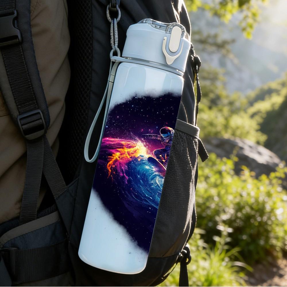 1PC Galaxy Nebula Space Cosmic Print 750ml Color Plastic Sports Water Bottle Leakproof Flip Straw Lid Suitable for Sports Office Home Use