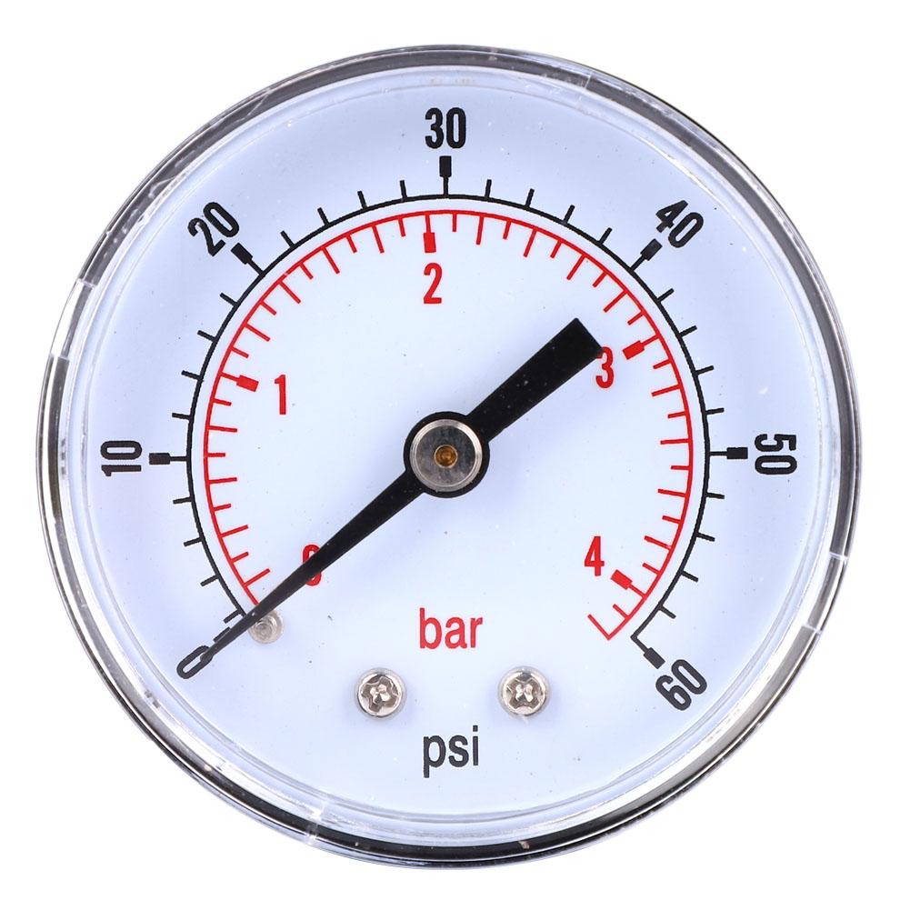 Pressure Gauge 50mm 1Celsius8 BSPT Back Connection for Water Oil Gas (0-15PSI 0-1Bar)
