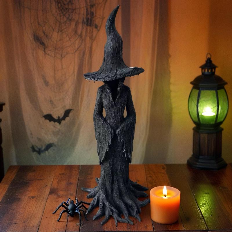 Enchanting Witch Statue Halloween Hand Painted Witch Statue Holiday Resin Decoration for Home Decoration