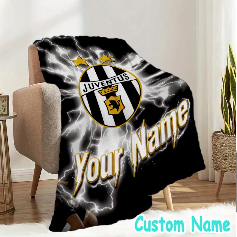 Benutzerdefinierte Decke Juventus FC - Perfekt für Sofa, Bett, Büro und Reisen im Freien - Ideales Geschenk für Weihnachten & Feiertage