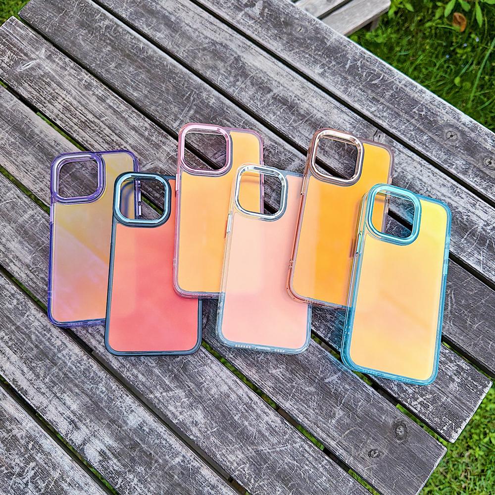 KEYSION Fashion Laser Gradient Colorful Phone Case for iPhone 11 12 13 Pro Max Soft TPU+PC Shockproof Back Cover for iPhone 11 12 13