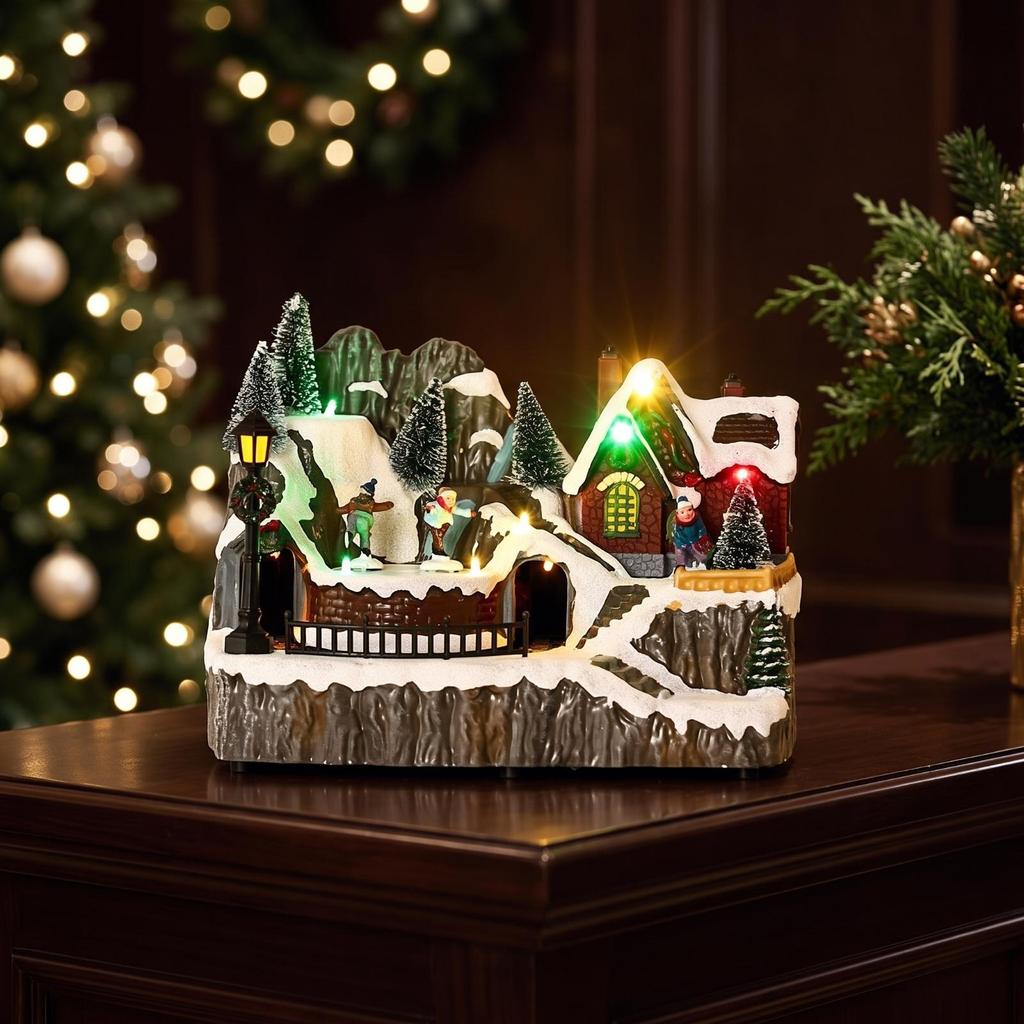 Light up Village House Ornament Multicolor Tabletop Decoration Decorative