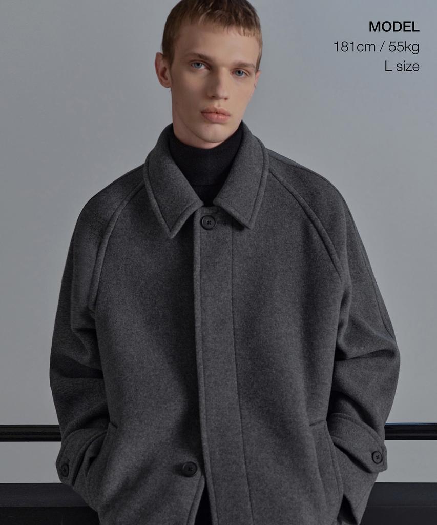 Musinsa Standard Cashmere Blend Oversized Balmacaan Coat [Medium Grey]