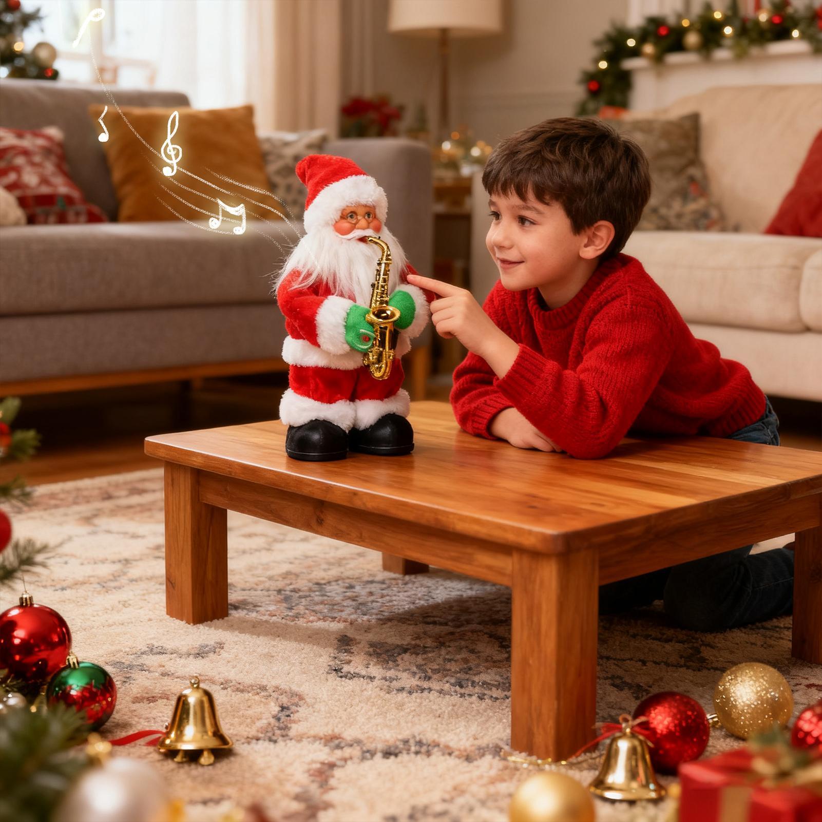 Santa Claus Doll Safe Festive Musical Decor Santa Claus Doll With Saxophone for Kids Family Women Men Adults Home Offices Cafe CN