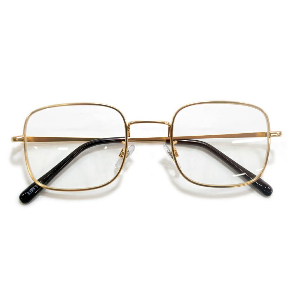 

Солнцезащитные очки Date Glasses Square Hosobuchi Lightweight Frame Silver Gold Brown Clear Transparent Lens 3395 [MERRY PLEASURE] Мужские Женские