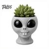 Cute Alien Planter Funny Face Planter, 3D Printed Novelty Plant Pot, Gray Head for Succulents Cacti Home Table Shelf Decoration Office Desk