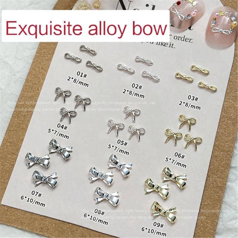 10pcs Delicate Alloy Bow Nail Gems for Stylish and Cute Nail Decorations for Women Girls