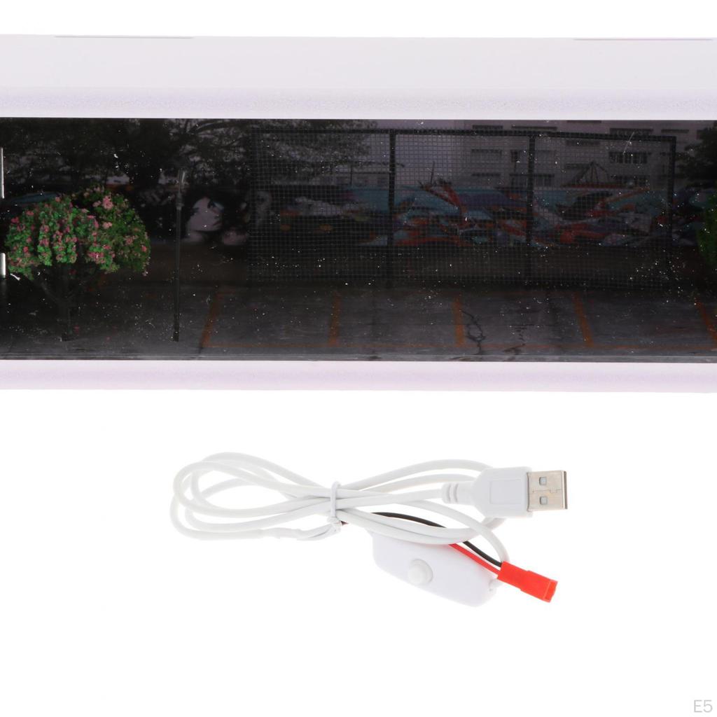 1/64 Parking Lot Showcase Container with LED Lights 11.81 x 5.51 3.94Inches Backdrop Protective