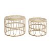 Rattan Tables - DKD Home Decor - Set of 2 - Brown - 42x51x51 Cm - Modern - Sleigh Leg - Round - Indoor Use