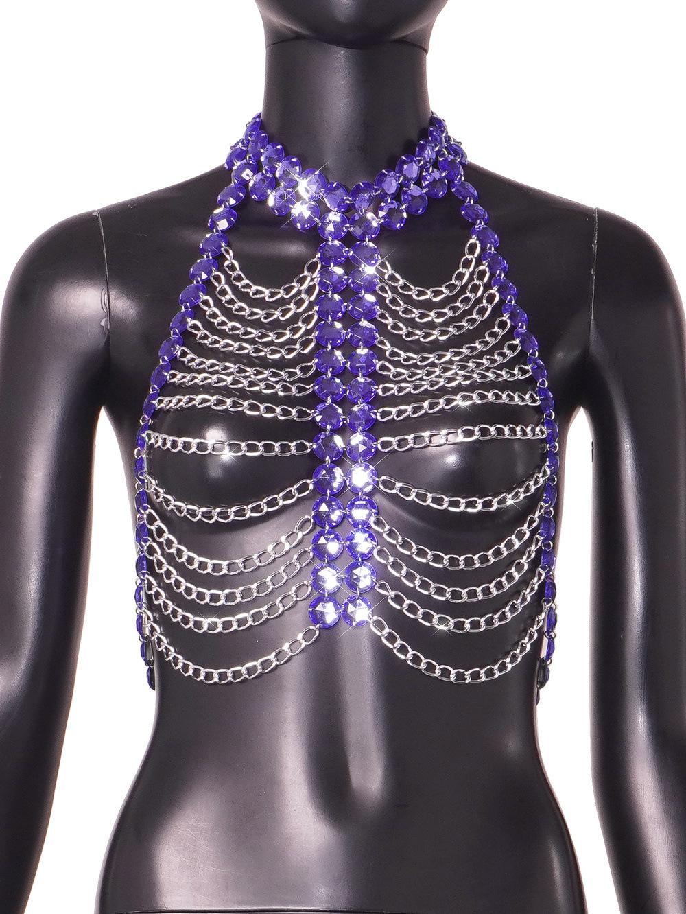 

Модная сексуальная цепочка для тела, пляжное бикини, цепочка для груди, стразы, аксессуары для женщин one size fits all фиолетовый