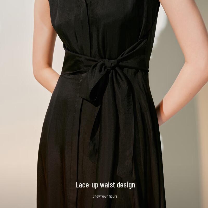 Veromoda 2025 Summer Single-Breasted Belted Irregular Hem Long Dress