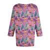 Women's Fashionable Casual Three-Quarter Sleeve Christmas Print Round Neck Top
