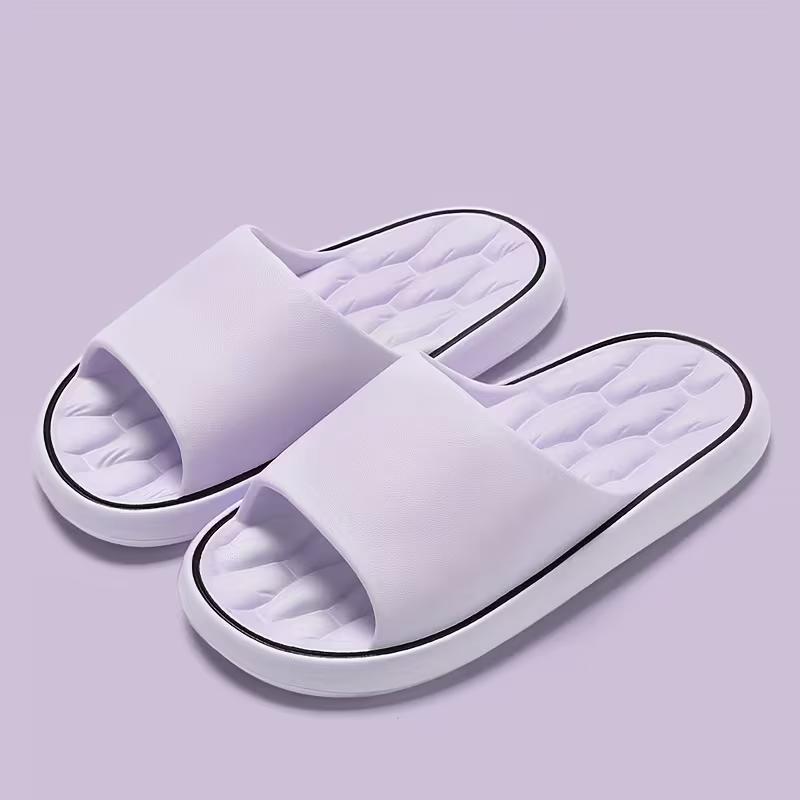 Unisex Solid Colour Open Toe Breathable Slippers, Comfy Non Slip Casual EVA Slides For Men's & Women's Indoor Activities