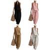 Completo in Cotone e Lino da Donna a 2 Pezzi con Top Canotta Senza Maniche con Scollo all'Americana e Pantaloni a Gamba Larga Set da Relax Abbigliamento Casual per le Vacanze