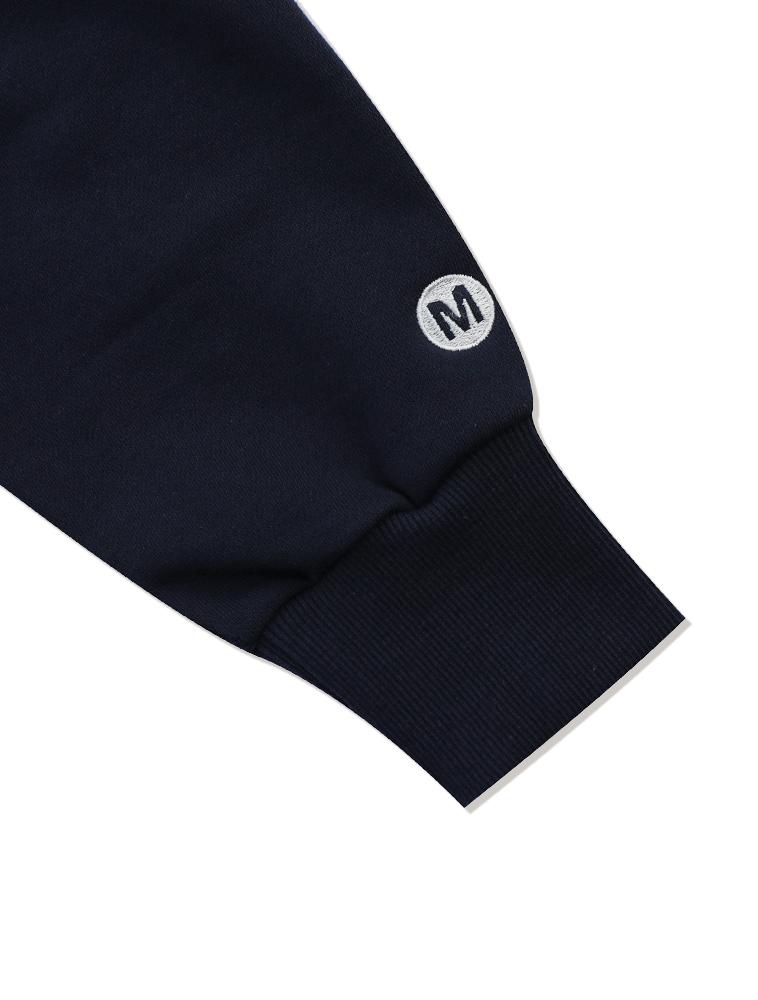 LA MAISON STUDIO [Fleece Line Selection] Women'S Crop Bear Friends Embossed Embroidery Sweatshirt Navy (Fcb3Ts355W)