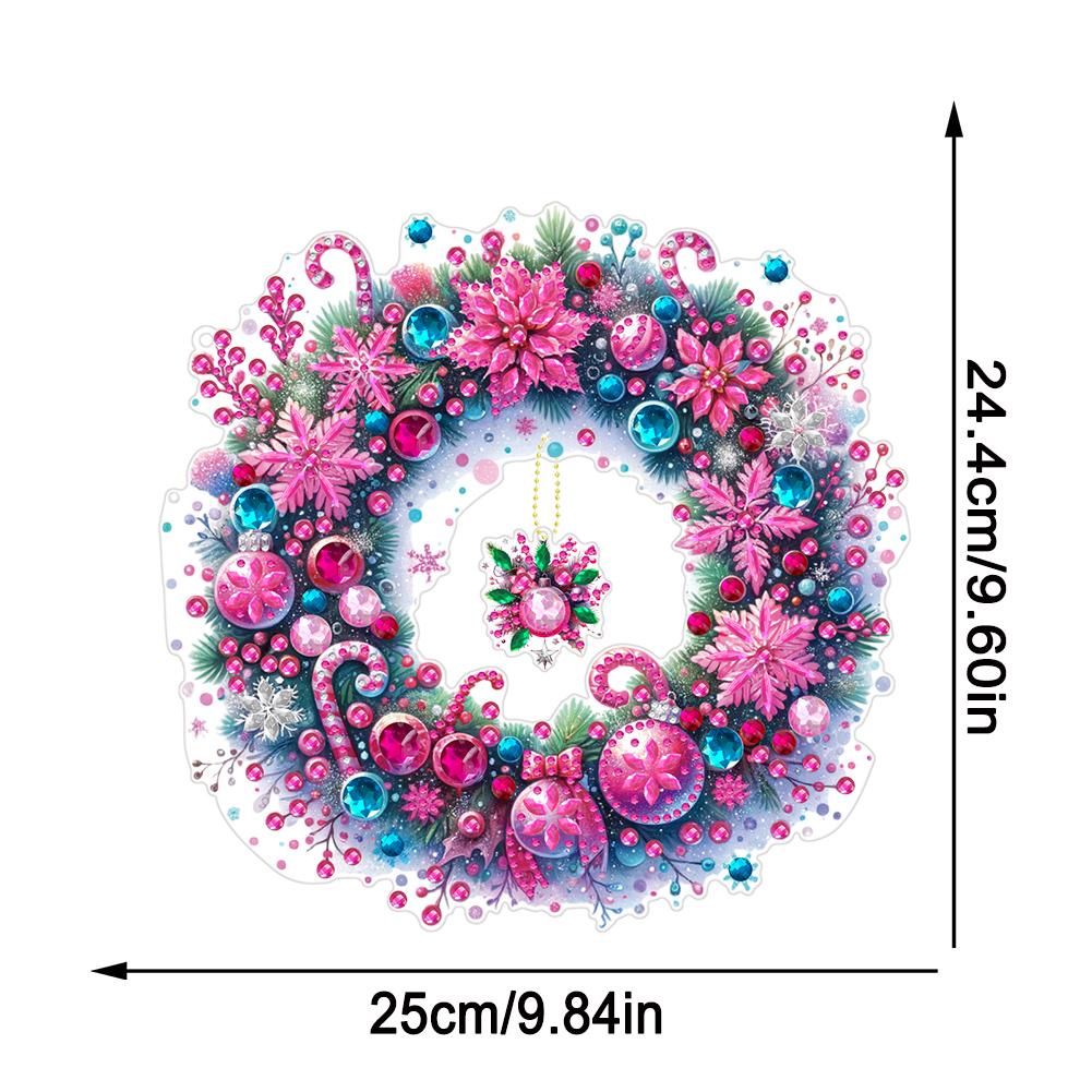 Special Shaped Diamond Painting Wall Decor Wreath Acrylic Christmas Crystal Painting Wreath for Home Window Door Decor Gifts