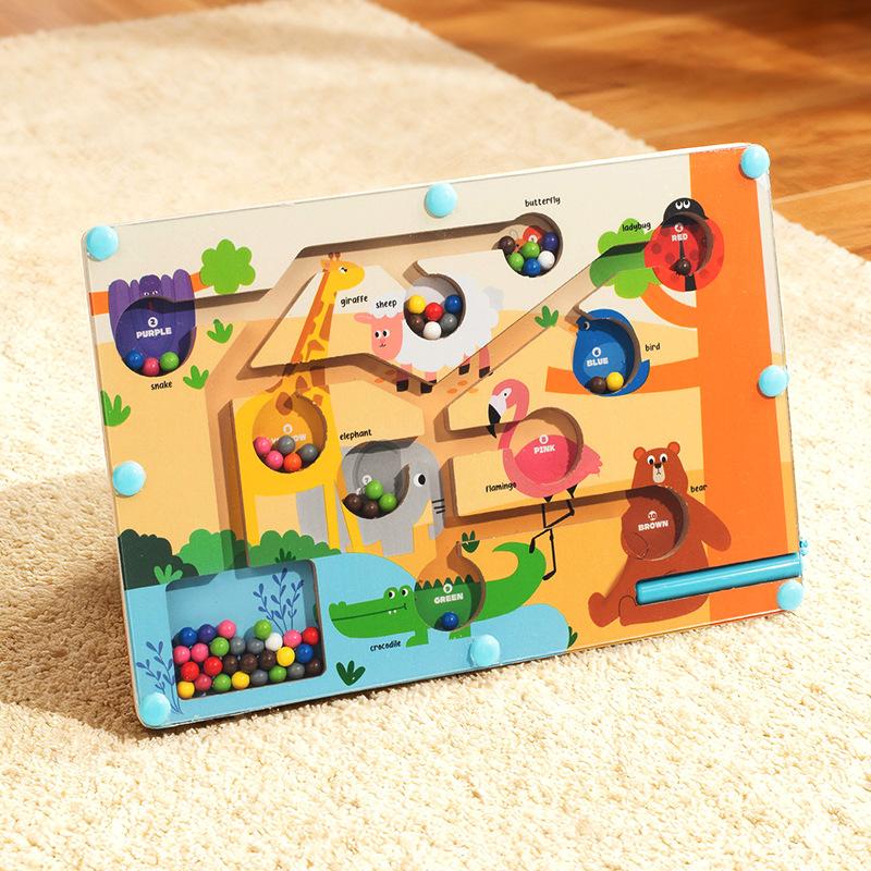

Wooden Kids Ice Cream Dinosaur Intelligence Magnetic Maze Space Logical Thinking Holding Pen Early Education Puzzle Wooden Toys