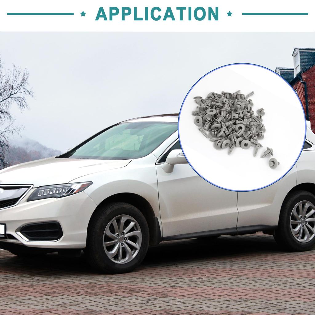ACROPIX 100 SZT. Szare Plastikowe Klipsy Nitowe do Pojazdów Średnica Otworu 6mm