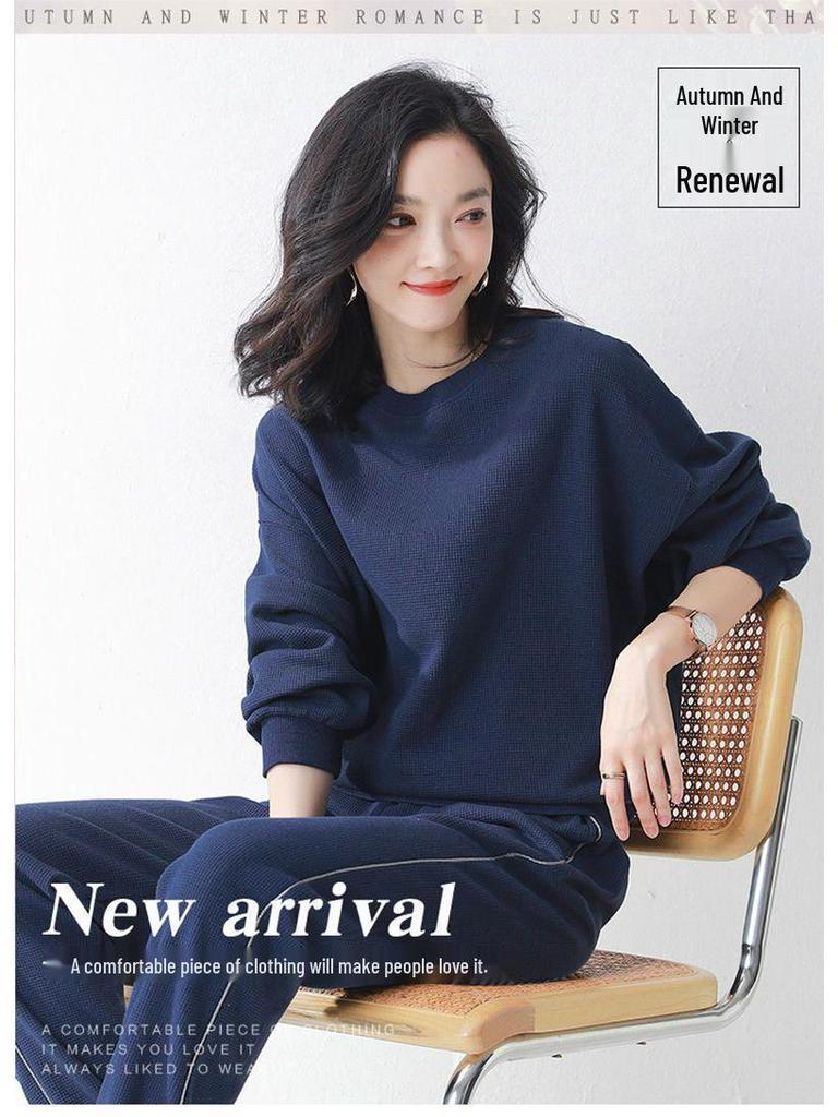 Damski Jesienno-Zimowy Polarowy Zestaw Sportowy: Ciepła, modna i wygodna codzienna bluza z długim rękawem i spodnie.