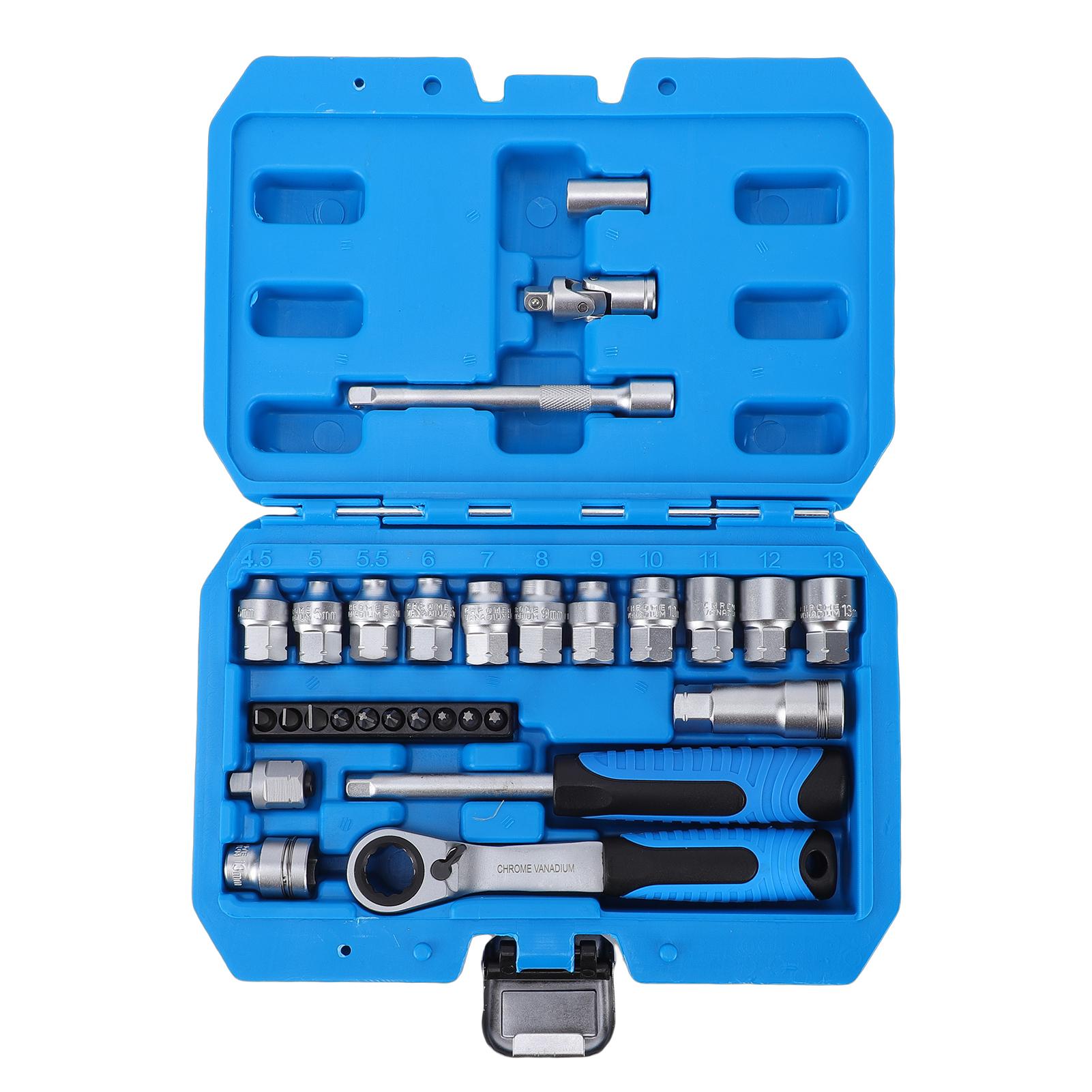 

Pass Through Ratchet Sockets 12 Point Socket Dual Way Ratcheting Wrench and Handle Connecting Rod Set синий