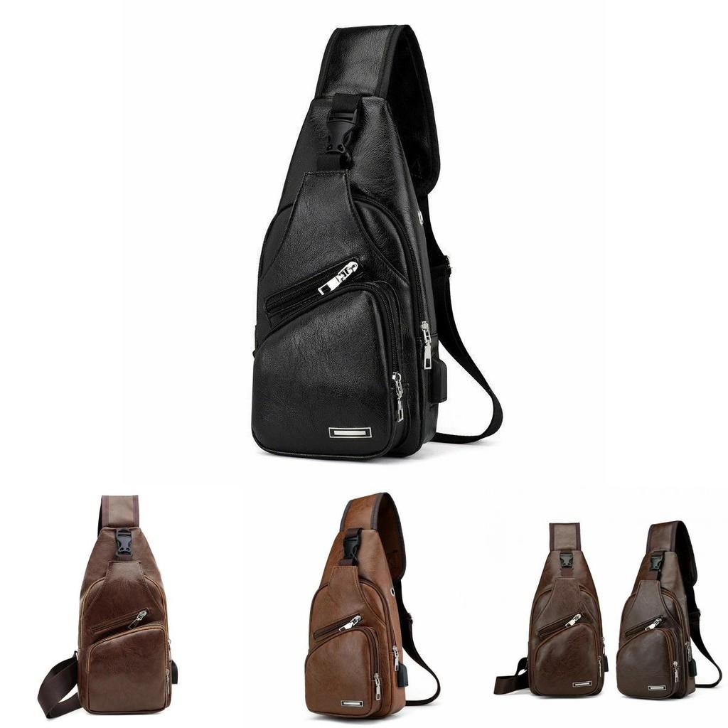 Men's Shoulder Bag With Usb Charging And Classic Sling Design**