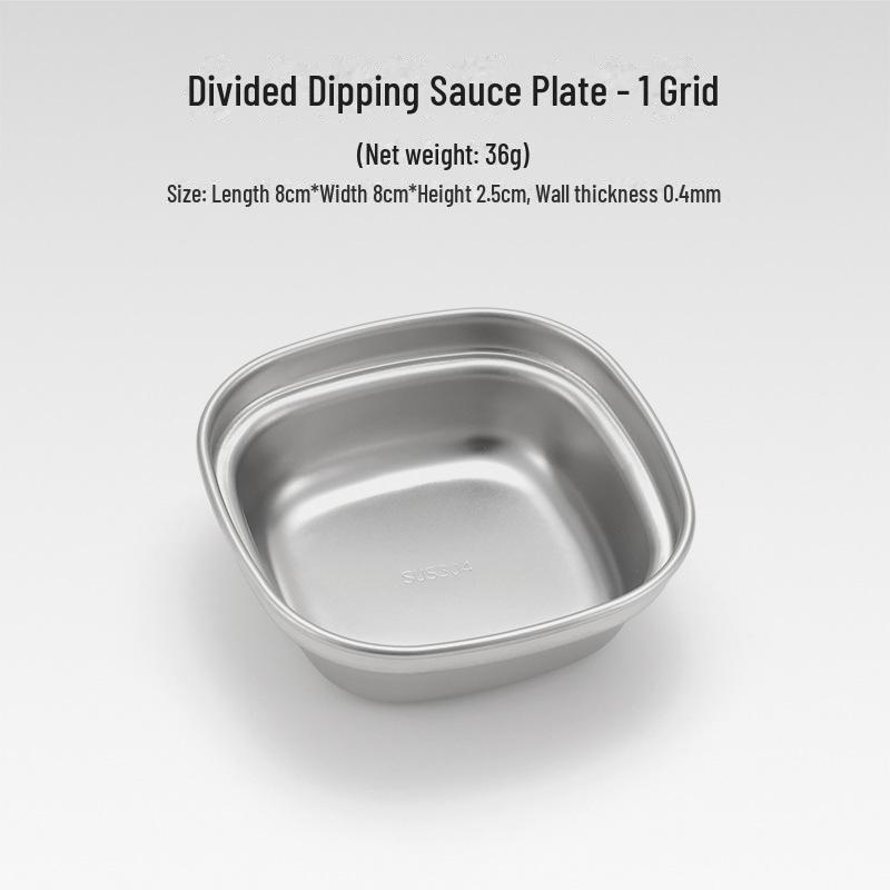 304 Stainless Steel Outdoor Divided Sauce & Seasoning Dish - Dual & Triple Grid for Camping