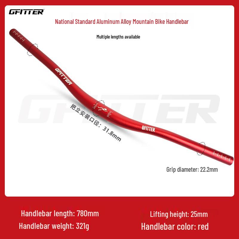 GFITTER Ultrakönnyű Alumíniumötvözet Fecske Hegyikerékpár Kormány, 25mm Emelés, 620/720/780mm Méretekben Kapható.