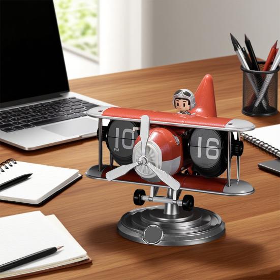 Airplane Flip Clock Adjustable Battery Powered Silent Retro Digital Desk Clock with Auto Flip Mechanism for Home Office