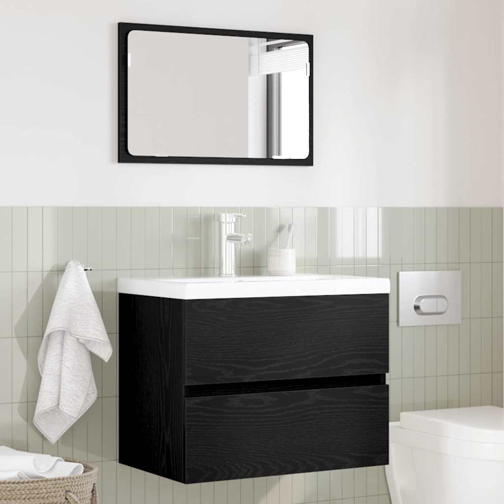 Bathroom Furniture Set with Drawers 2 Pcs Black Oak Look