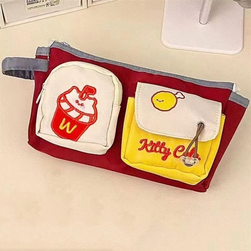 Portable Pencil Case Hamburger And French Fries Stationery Bag New Pen Bag  Back To School