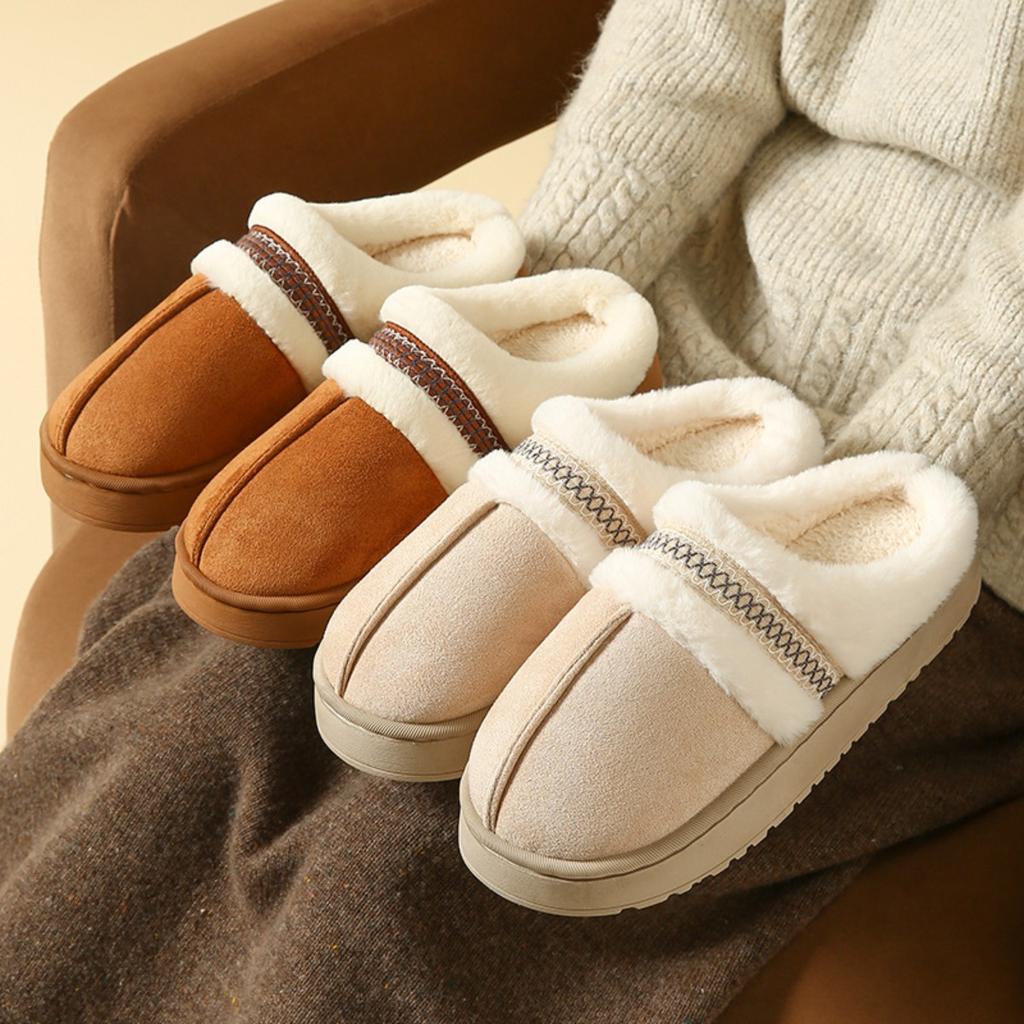 Indoor Cotton Slippers for Women In Winter, Thick Soled Woolen Shoes for Women To Wear Outside, Warm Plush Cotton Slippers for Women In Winter