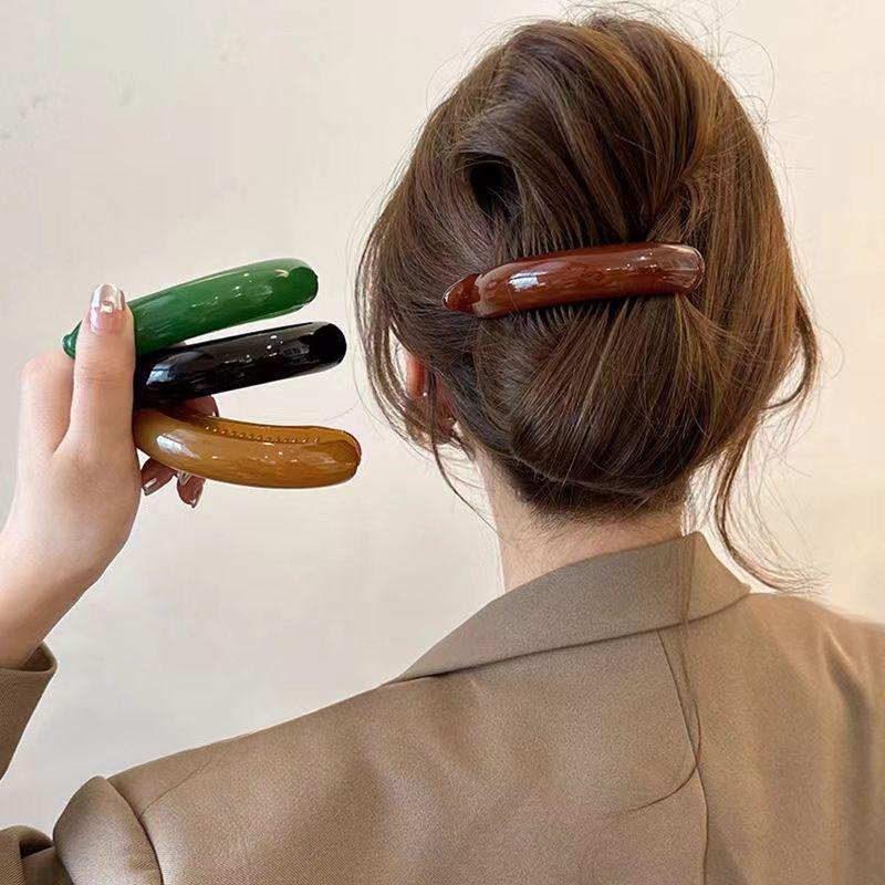 Temperament High Ponytail Clip Headband Korean Simple Retro Twist Hair Clip Women Girls Sweeet Hairpins Solid Color Barrettes