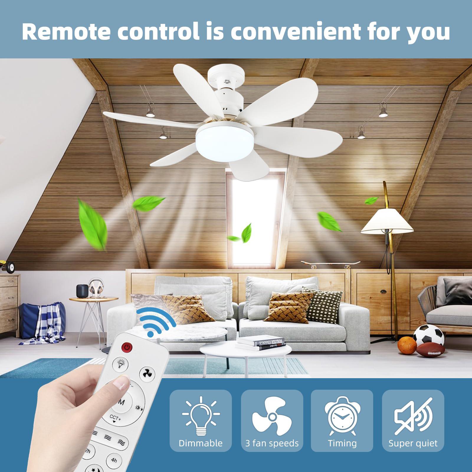 

30W Integrated Chandelier Ceiling Fan E27 Lamp 3 Color Temperature Light with Remote Control A