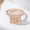 Square Glossy  Rose Gold Color Rings For Women Unusual Creative Hollow Flower Ethnic Bride Vintage Jewelry