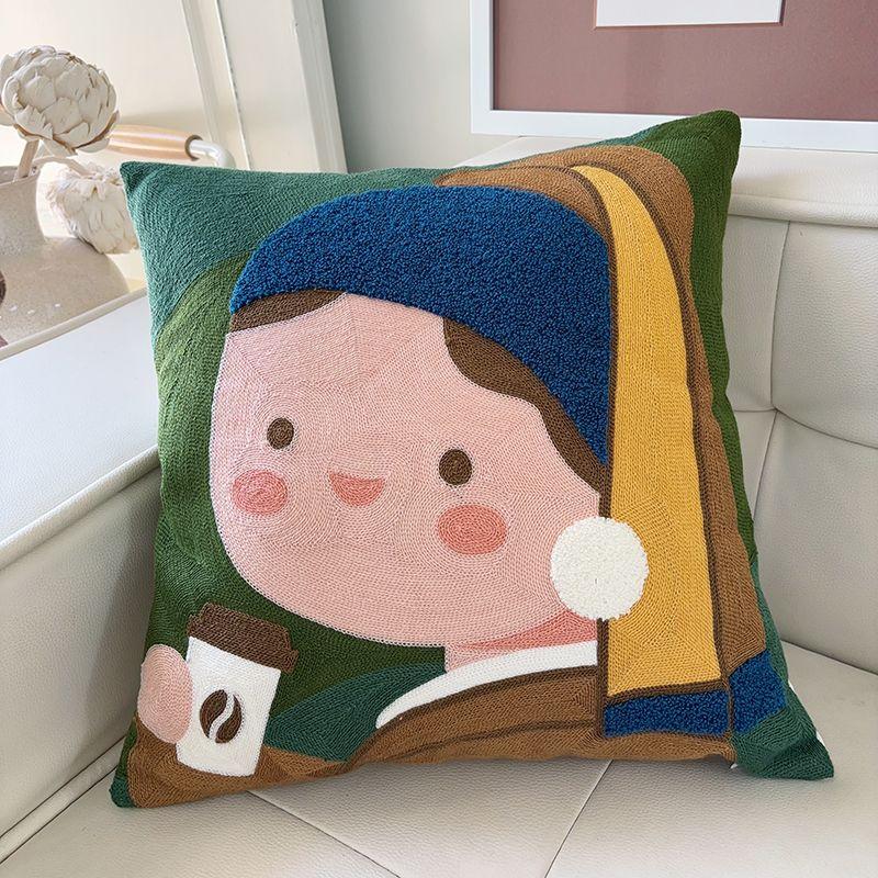 

Оригинальная художественная ткань Ван Гога, мультяшная вышитая подушка, современная домашняя диванная подушка, наволочка, стильная прикроватная подушка Coffee Young Adult 45x 45cm (pillowcase)