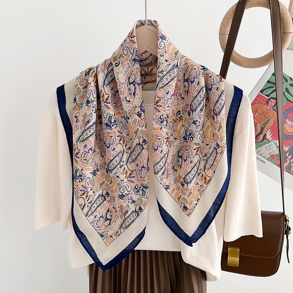 Early autumn new silk cotton square scarf women's professional decoration small scarf Korean shawl neck protection scarf temperament headscarf
