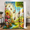 Cute Bees In a Sunny Flower Garden Patterned Flannel Blanket Perfect for the Bedroom Living Room, Sofa, or a Little Nap