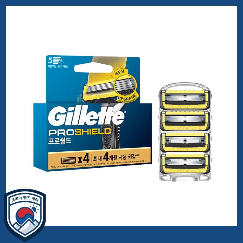 

[Gillette] ProShield Yellow Replacement Cartridges 4-Pack - Professional 5-Blade Refill Set (Handle Not Included)
